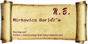 Mirkovics Barlám névjegykártya